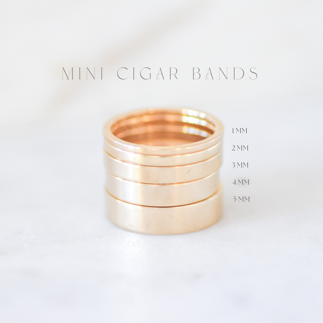 1mm Flat Mini Cigar Yellow Gold Band