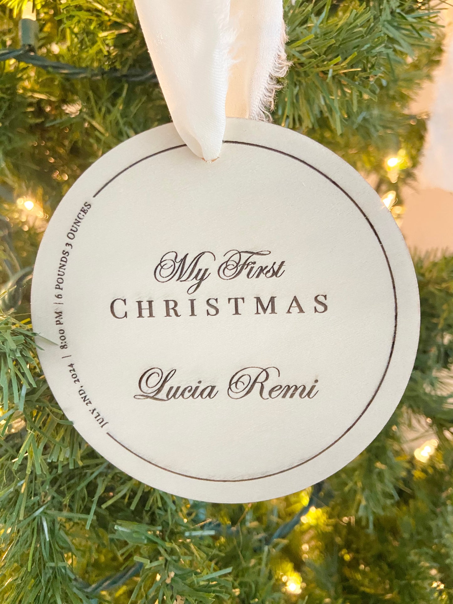 Custom Baby’s First Christmas Name & Birth Stats Ornament