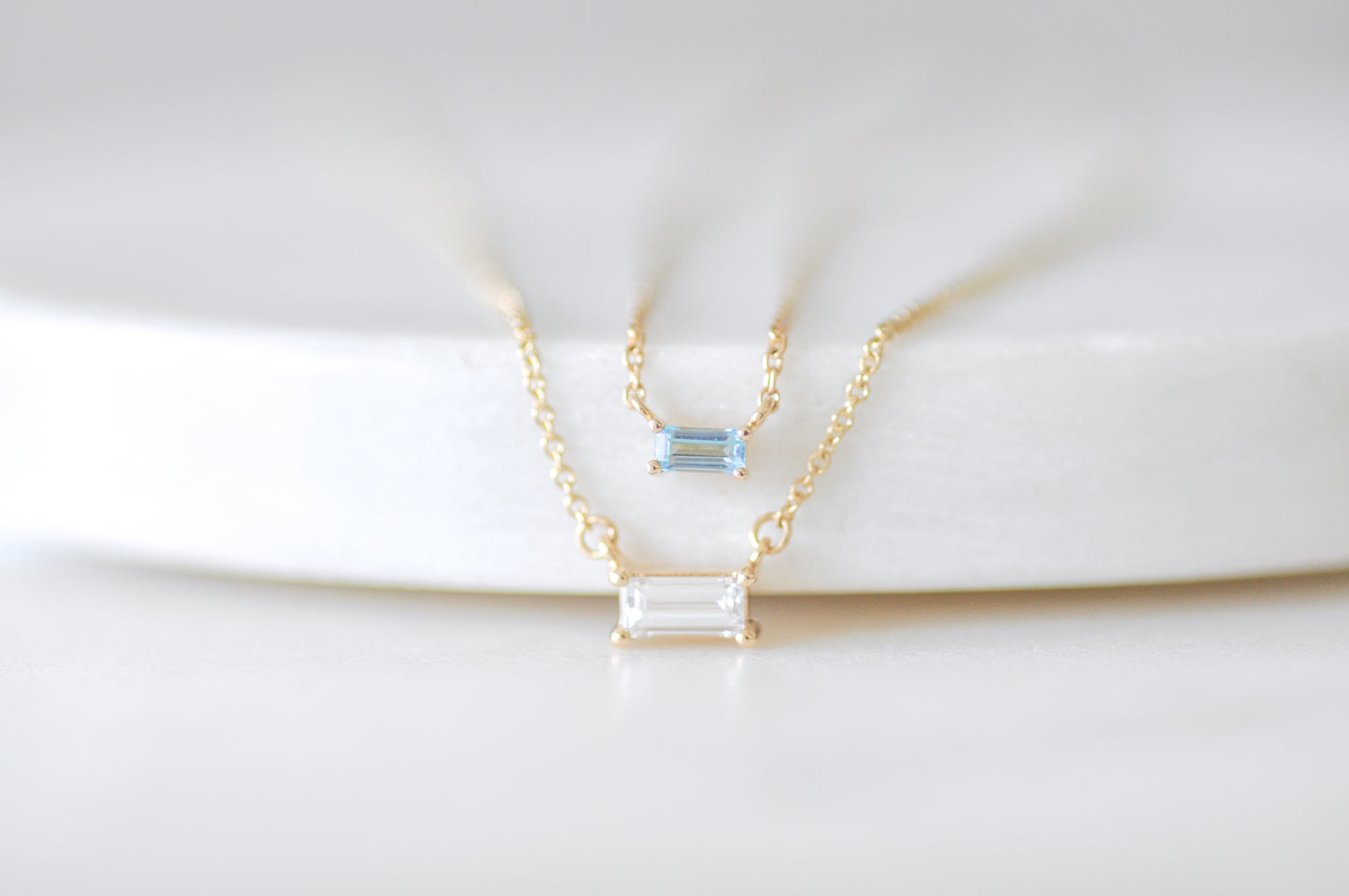 Sky Blue Topaz Baguette Necklace