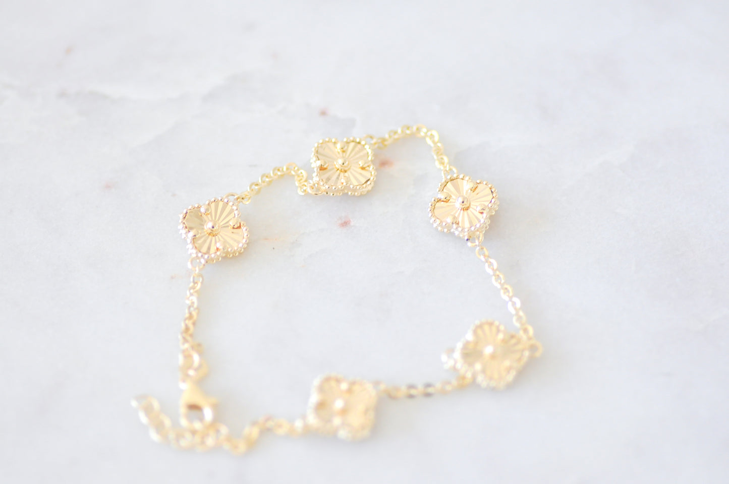 Clover Gold Fluted Bracelet