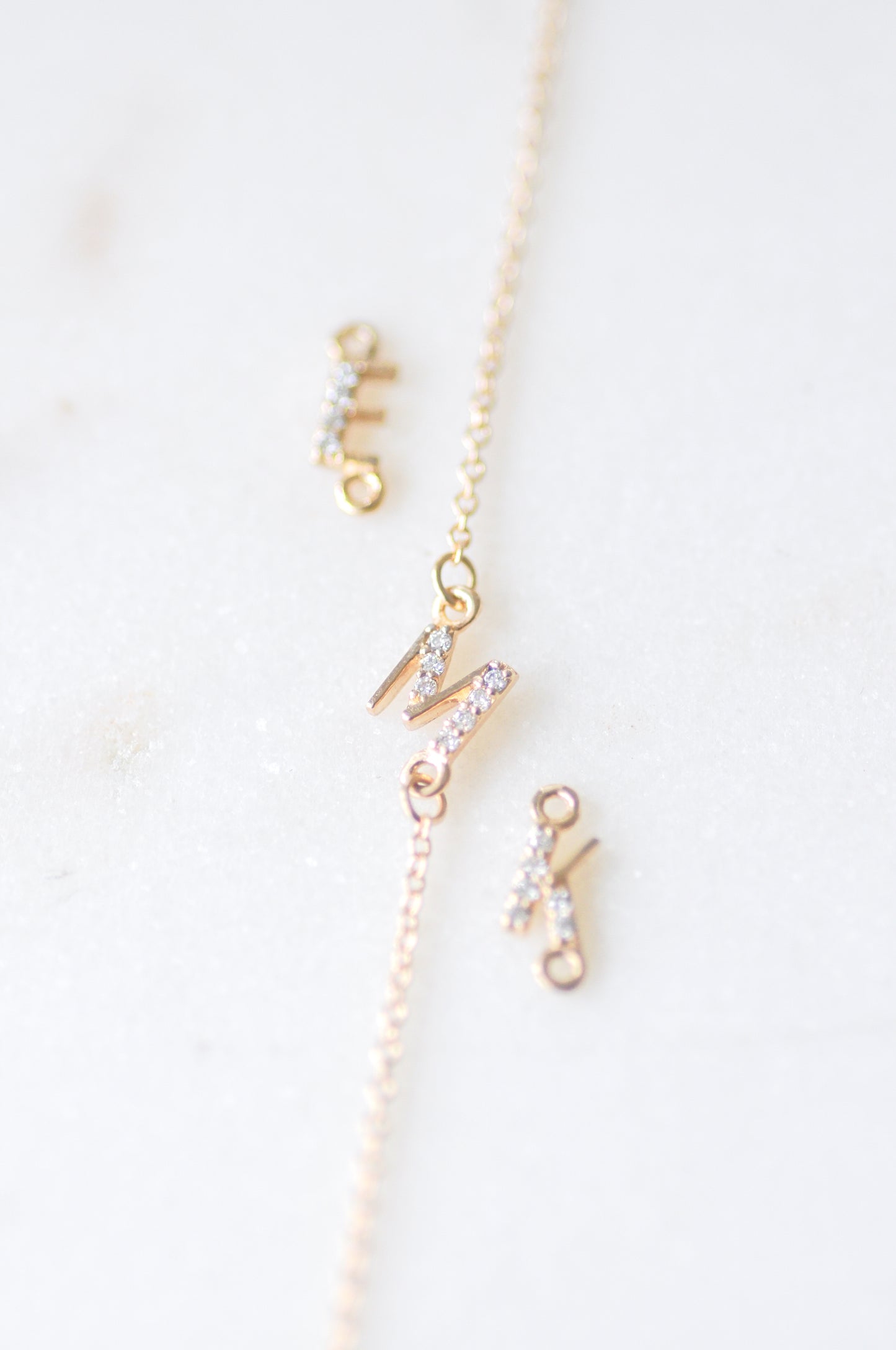 Mini Diamond Initial Link Bracelet