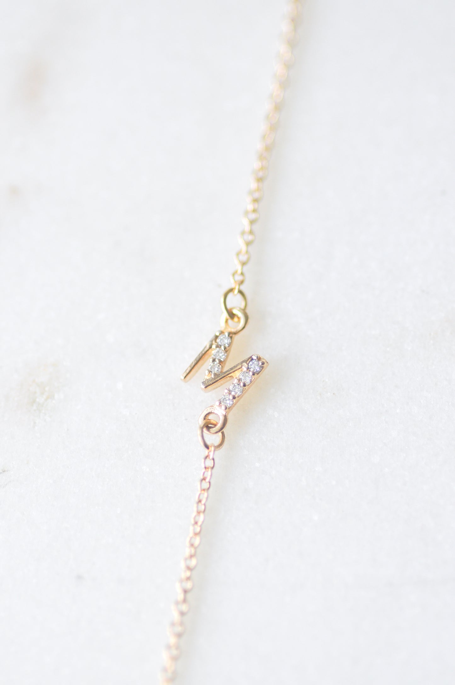 Mini Diamond Initial Link Bracelet