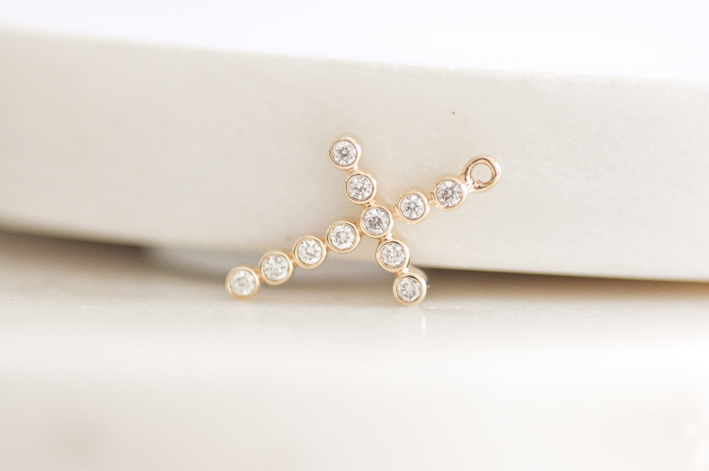 Diamond Bezel Cross Charm