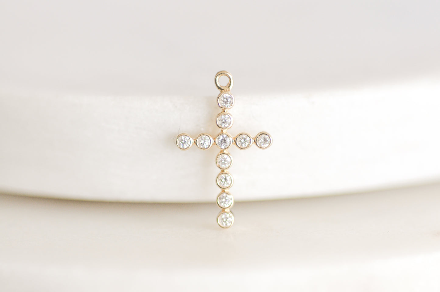 Diamond Bezel Cross Charm
