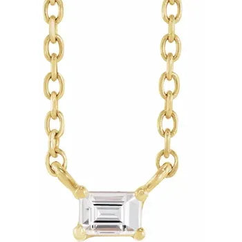 Natural Diamond Solitaire Baguette Pendant