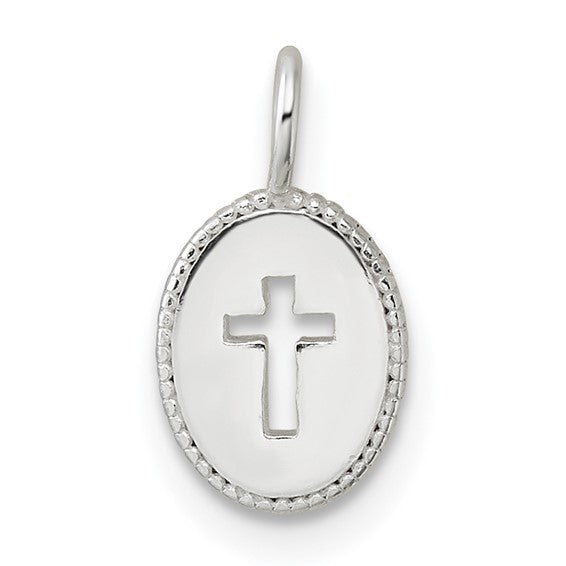 Mini Silver Oval Cross Charm