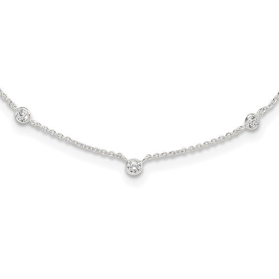 Silver CZ Stationary Necklace