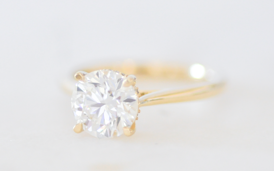 Round Diamond Hidden Halo Engagement Ring