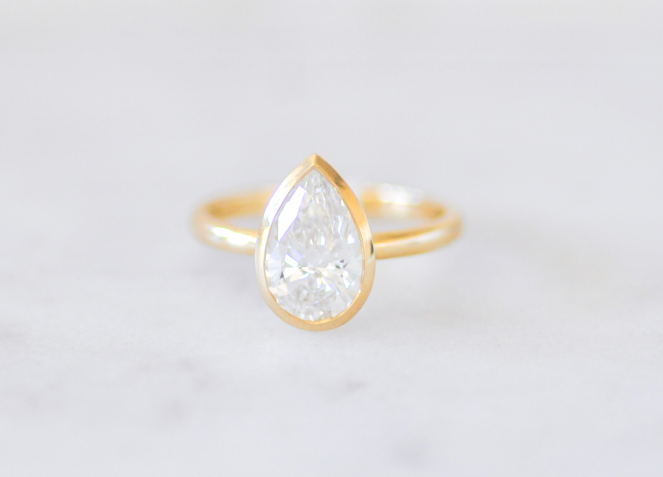 Pear Bezel Solitaire Engagement Ring