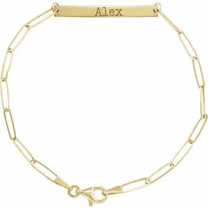 Personalized Bar + Paperclip Bracelet