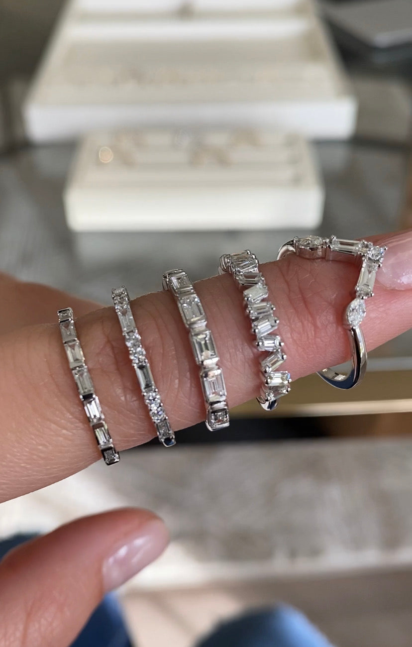Staggered Baguette Diamond Ring