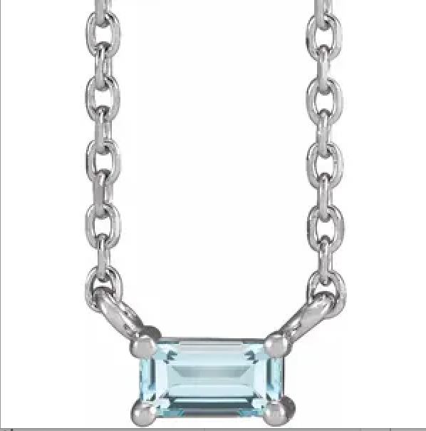 Mini Baguette Sky Blue Topaz Necklace