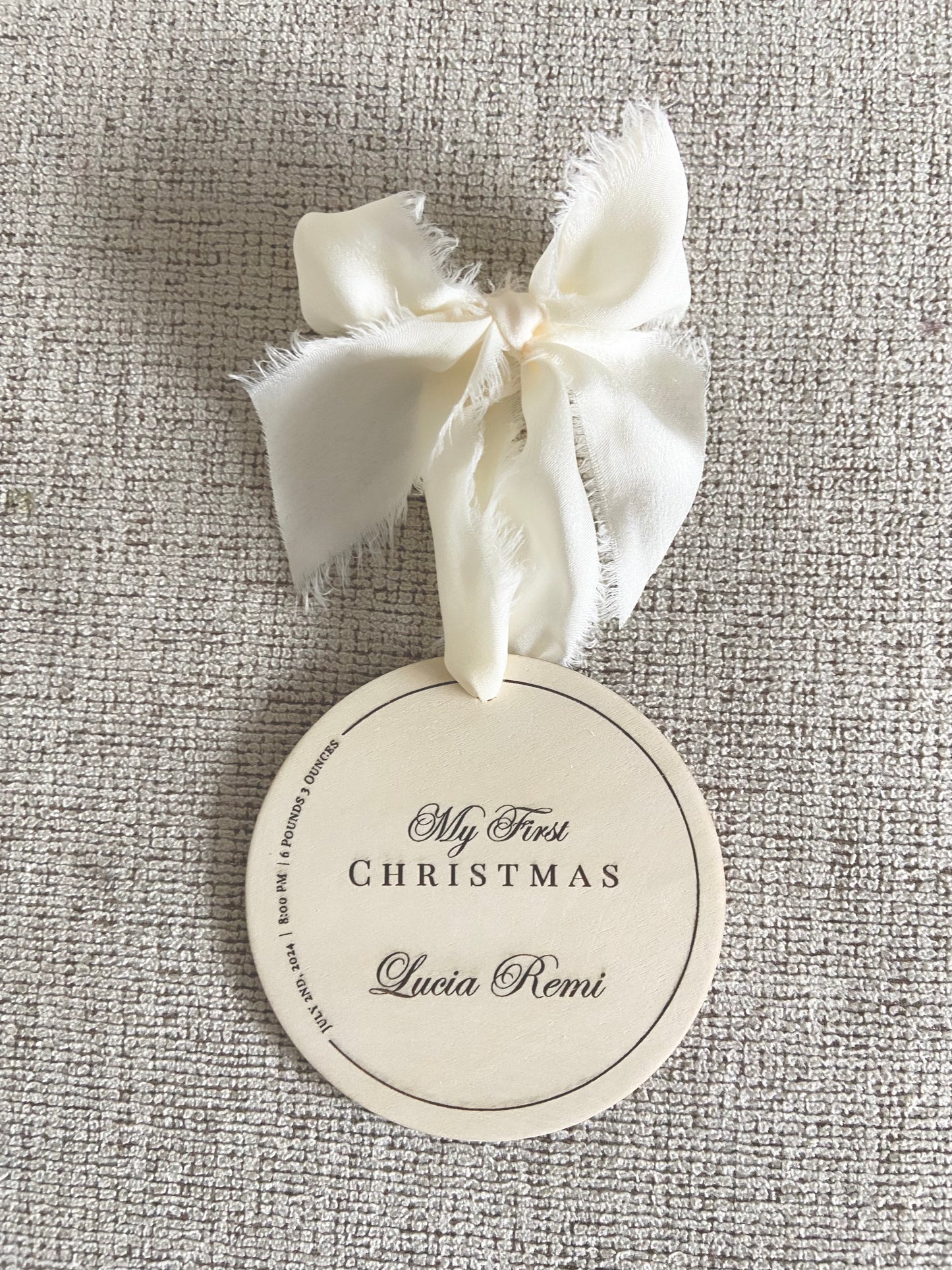 Custom Baby’s First Christmas Name & Birth Stats Ornament