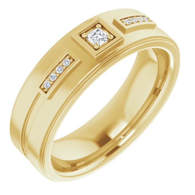 Mens Asscher Wedding Band