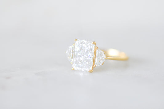 Radiant Three Stone  Diamond Accent Engagement Ring