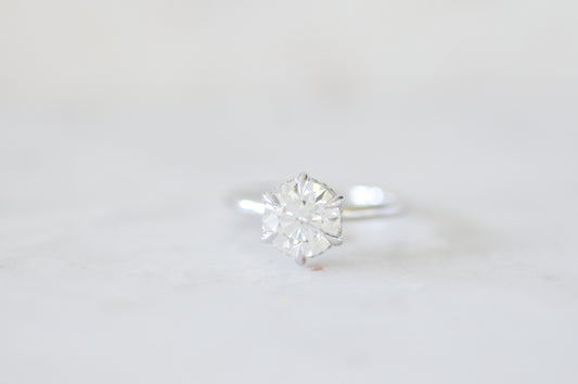 Round Solitaire with Hidden Halo Engagement Ring