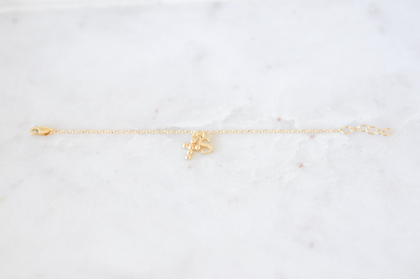 Cross Initial Bracelet