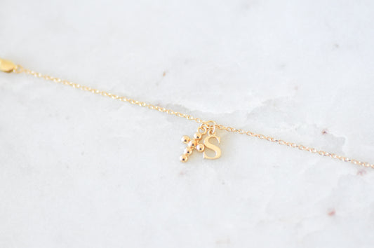 Cross Initial Bracelet