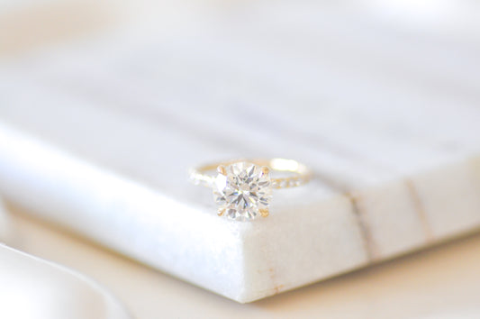 Round Solitaire with Hidden Halo Engagement Ring