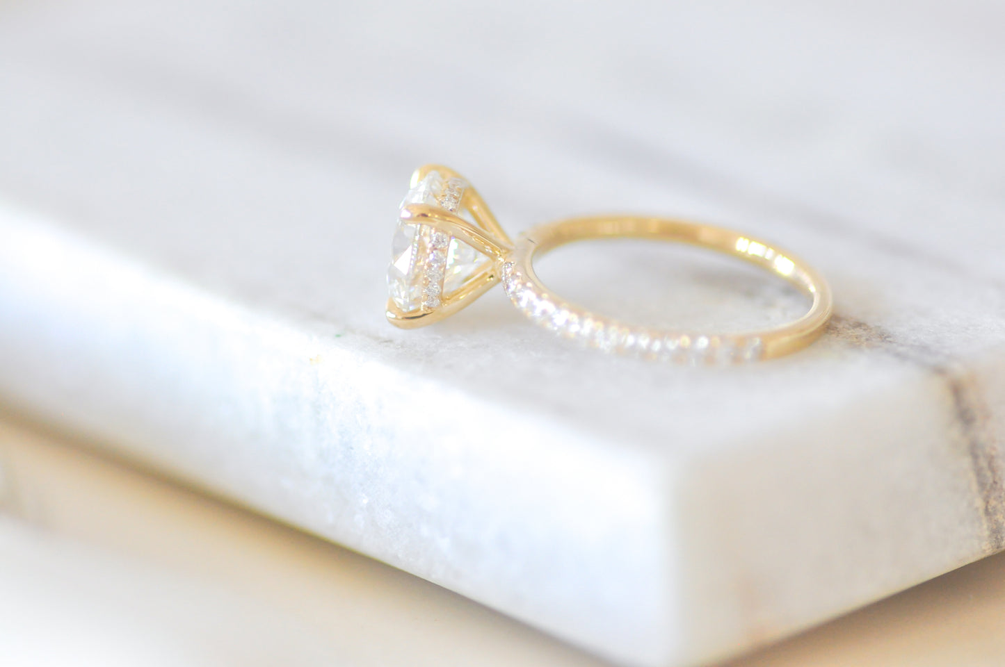 Round Solitaire with Hidden Halo Engagement Ring