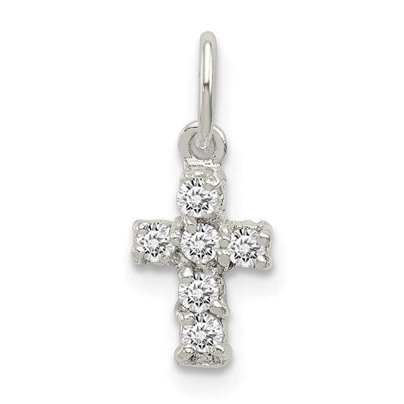 Silver CZ Mini Cross Charm
