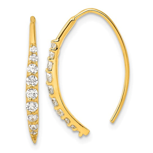 Gold CZ Threader Earrings