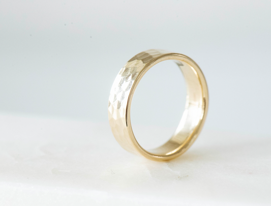 Hammered Mens Wedding Band