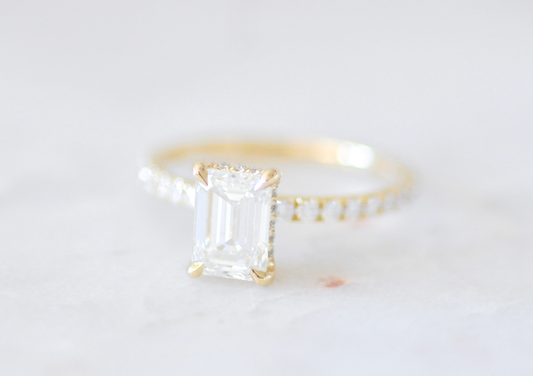 Emerald Diamond Accent Engagement Ring