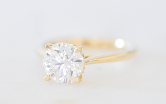 Round Diamond Hidden Halo Engagement Ring
