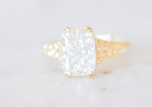 Elongated Cushion Detailed Band Engagement Ring