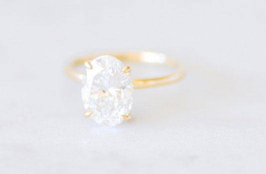 Oval Solitaire with Hidden Halo Engagement Ring