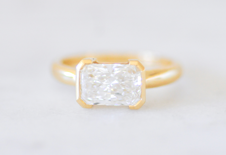 Radiant Horizontal Solitaire Engagement Ring