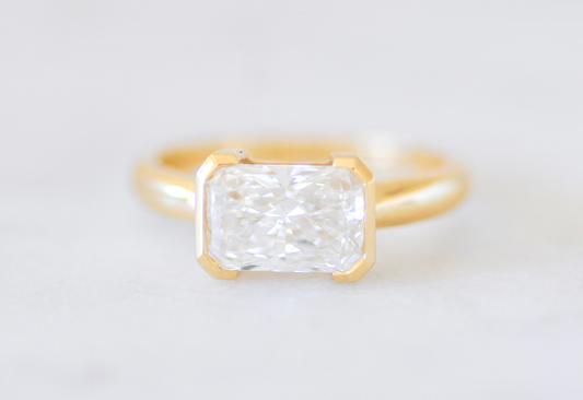 Radiant Horizontal Solitaire Engagement Ring