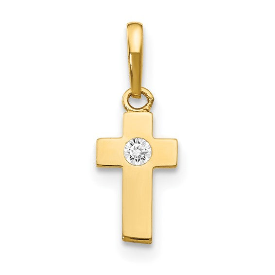 Mini 14k CZ Center Cross Pendant (Zapped add on)