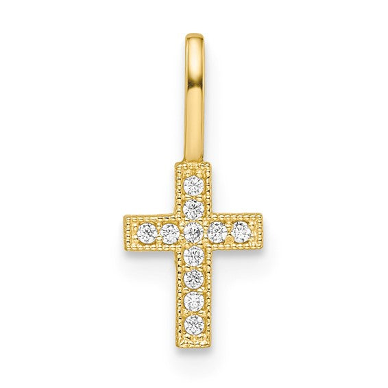 Mini 14k CZ Cross Pendant (Zapped add on)