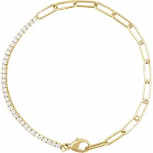 Mixed Tennis + Paperclip Bracelet