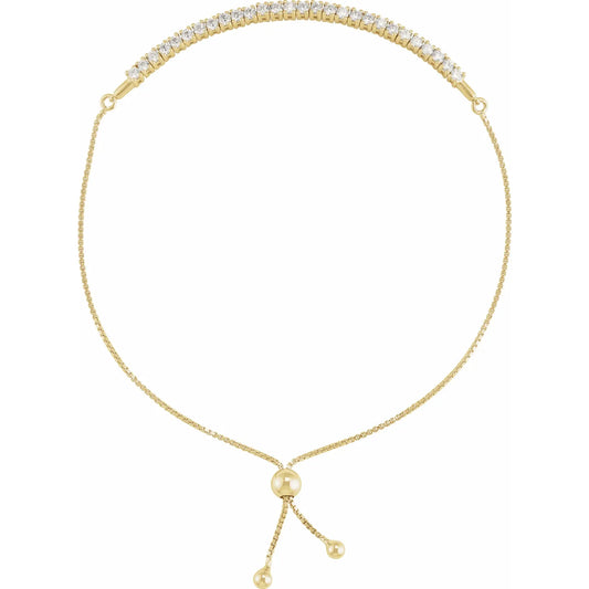14k Gold Bolo Lab Grown Diamond Bracelet