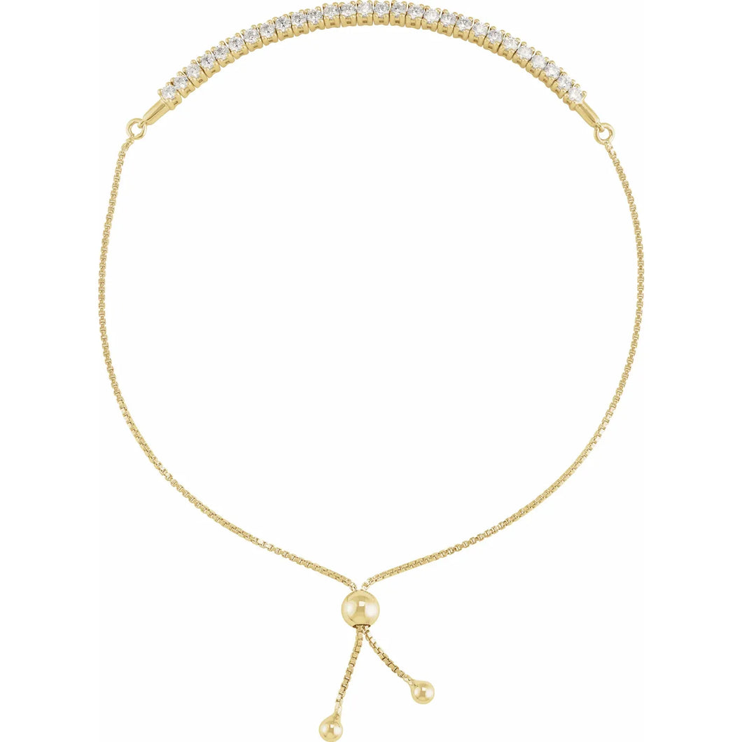 14k Gold Bolo Lab Grown Diamond Bracelet