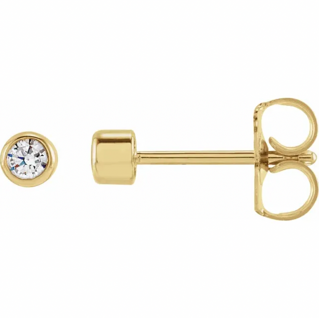 Mini Bezel Gold Diamond Stud Earrings