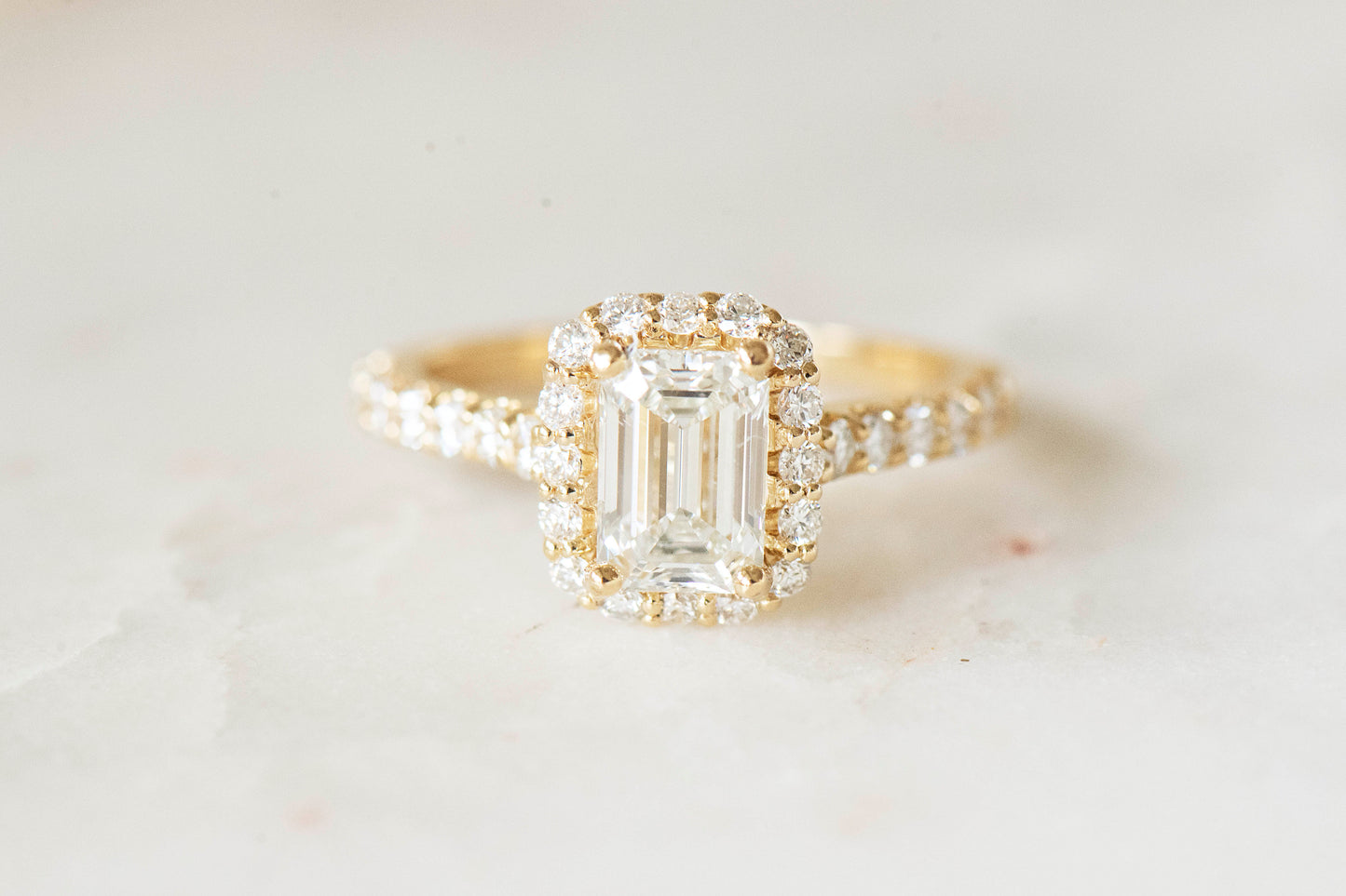 Emerald Halo Engagement Ring