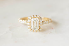 Load image into Gallery viewer, Emerald Halo Engagement Ring
